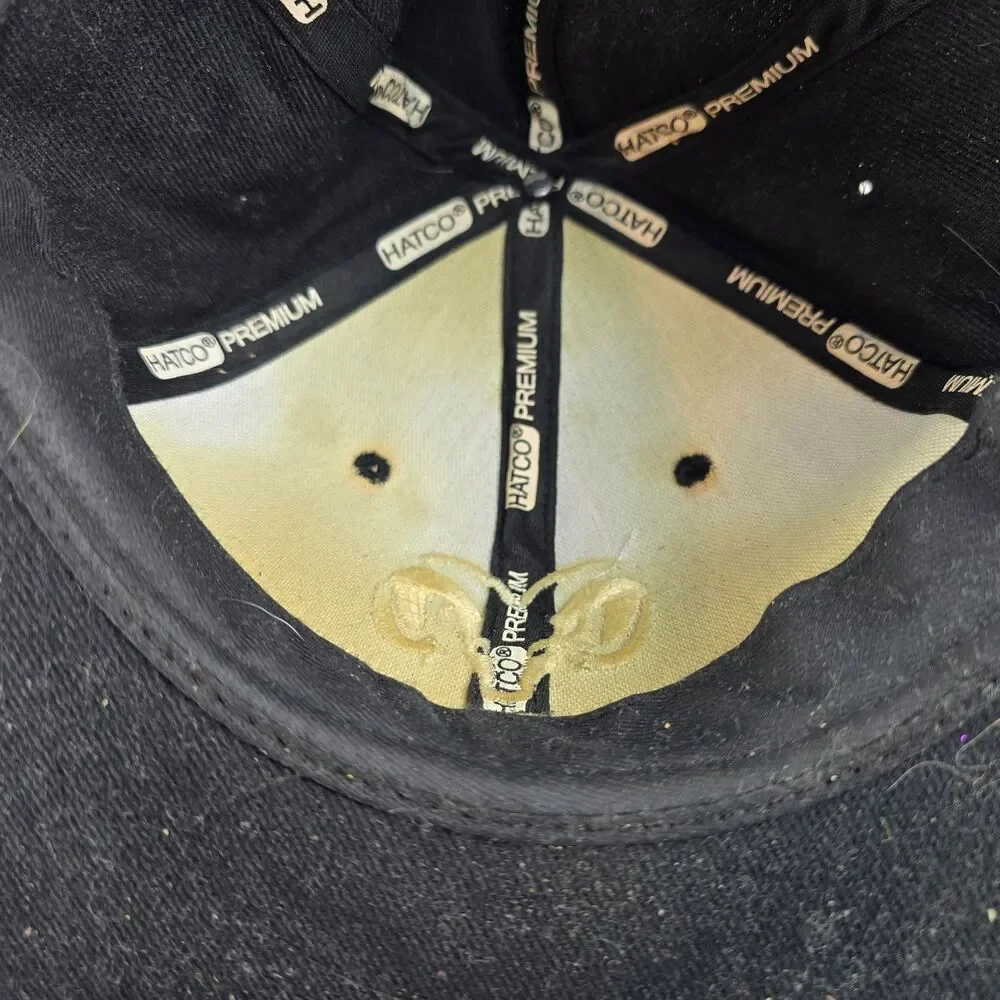 Dodge Ram Hat Mens 7 1/4 Black Flat Bill Fitted Cap Hatco Truck Logo Acyrlic